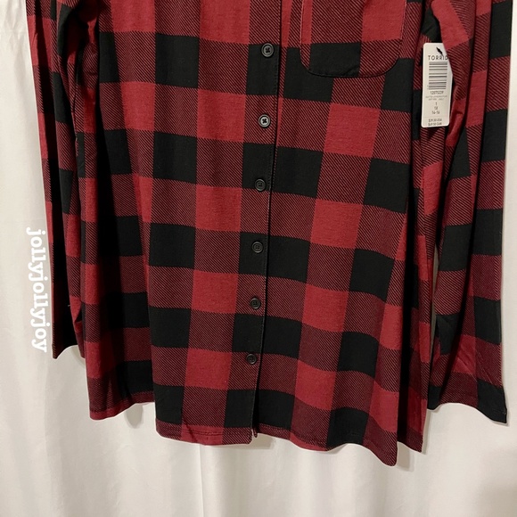 SET: Torrid Red & Black Buffalo Plaid Button Front Sleep Shirt/Sleep Pant 1X - Picture 7 of 14